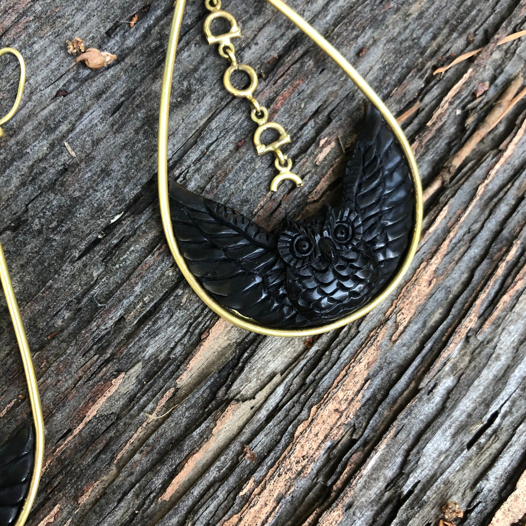 Hand-carved Owl Earrings- Lilith Collection